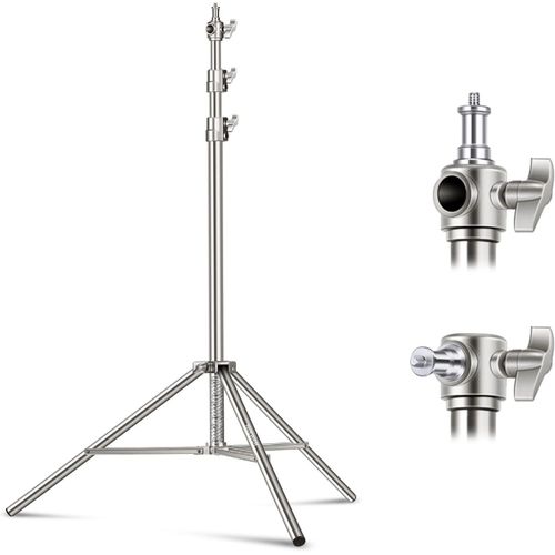 NEEWER 2.2m Support de Lumire en Acier Inoxydable,Support de Trpied de Photographie Robuste  Coussin  Ressort avec Adaptateur  Vis Universel 1/4"  3/8" pour Stroboscope,Anneau Lumineux,Softbox