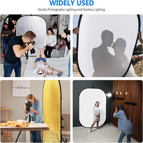 NEEWER 5-en - 1 ovale 150 x 200 cm-professionnel pliable Multi-Disque rflecteur de lumire et translucides, argent, noir, dor, Surface Blanc