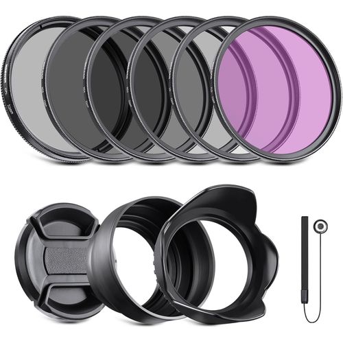 Neewer 55mm Pack De Filtres Nd Et Accessoires D'Objectif, Kit De Filtres Nd2 Nd4 Nd8 Uv Fld Cpl (Polarisant Circulaire) Avec Capuchon D'Objectif