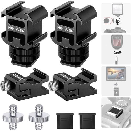 NEEWER 8 PCs Adaptateur de Montage de Chaussure Chaude, y Compris Triple Cold Shoe Mount, Adaptateur  vis 1/4", Support de Flash et Couvercle de Sabot pour Camra de DSLR,lumire LED, Microphone,etc