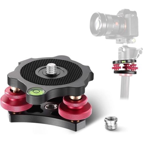 NEEWER Base de la Tte de Trpied, Tte de Roue  3 Axes en Alliage d'Aluminium de Qualit Aronautique, Filetage 3/8", Rglage Prcis de l'angle de -5 pour la Photographie Panoramique Macro, LP64