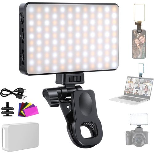 NEEWER BASICS Lampe Selfie LED Tlphone, Lampe  Pince Rechargeable 2500-9000K, Films Couleur/Diffuseur/3000mAh, CRI95+ Rglable clairage de Visio pour iPhone Camra Ordinateur Appel Zoom, BL120B