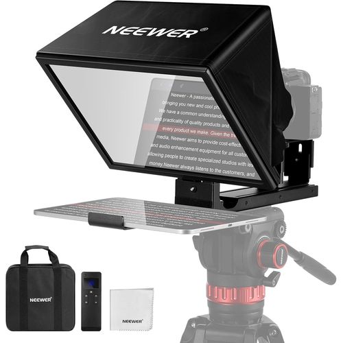 NEEWER BASICS X12B Tlprompteur Relevable en Alliage d'Alum 12" pour iPad, Tablette Tlphone DSLR, Non Assemblage, Contrle App, Compatible avec iOS Android, Pro pour Enseignement et Flux en Direct