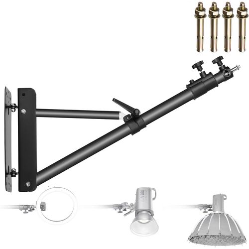 NEEWER Bras Boom Mural avec Base Triangulaire pour Photographie, Studio vido, Stroboscope, lumire monolight, rflecteur de Parapluie, Rotation  180 , Longueur maximale 169 cm, Noir