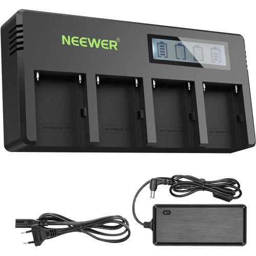 NEEWER Chargeur de Batterie NP-F  4 canaux avec cran LCD, Compatible avec Sony NP-F550 F570 F750 F770 F930 F950 F960 F970 FM50 FM500H QM71 QM91 QM71D QM91D