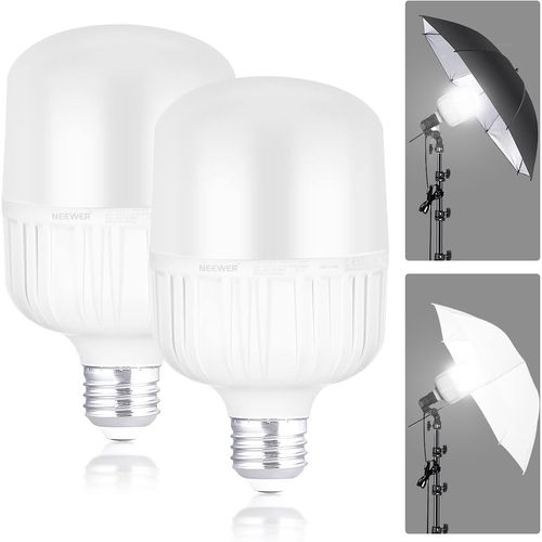 NEEWER Lot de 2 Ampoules LED E27 24W,2300 Lumens/5700K/CRI93+/15000h dure de Vie,clairage de Photographie vido,Non Scintillement/Non dimmable 200W quivalent Incandescent,Certifi CE&UKCA