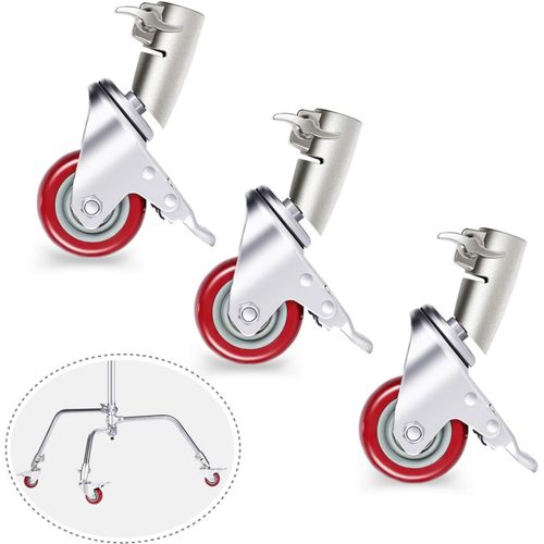 NEEWER Lot de 3 roulettes Pivotantes Diamtre de 75 mm, Construction en Mtal et Base en Caoutchouc, Uniquement Compatible avec Le Support C Neewer pour Prise de Vue Vido en Studio(Argent)