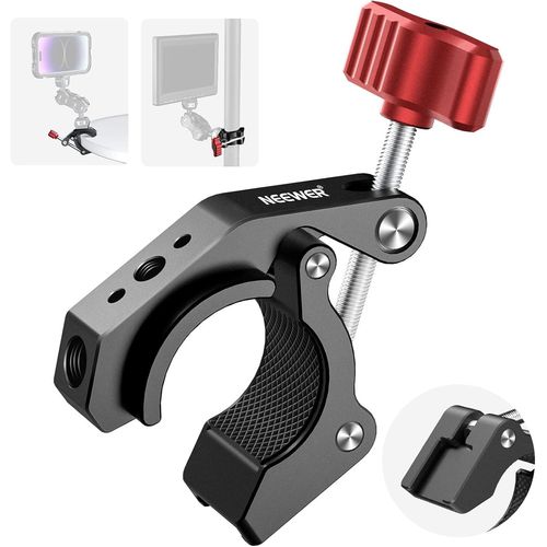 NEEWER Super Clamp Pince avec Sabot Froid et Trous filets 1/4" 3/8", Charge Max. 4 kg, Support en Forme de Crabe pour la Plupart des Accessoires Photo, Compatible avec SmallRig Magic Arm, Rouge ST81