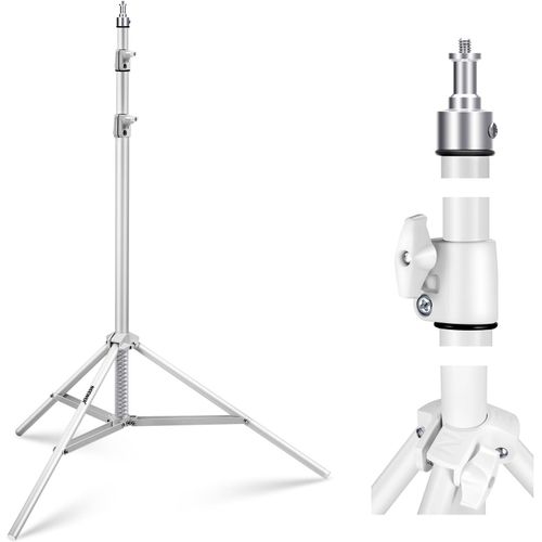 NEEWER Support de Lumire de Photographie 2.85-6.6ft/87-200cm, Trpied en Aluminium  Ressort avec Diamtre de Tube de 28mm pour Anneau Lumire/Lumire LED/Softbox,Charge Max 22lbs, ST-200 Blanc