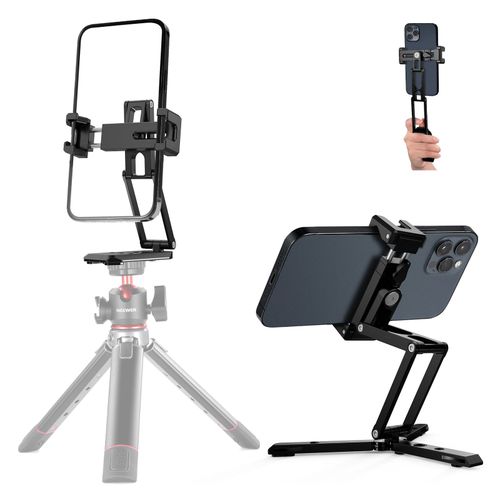 NEEWER Support de trpied pour tlphone avec Chaussures Froides et Trous de 6,35 mm et 9,5 mm, entirement en mtal, Multi-Angle et Hauteur rglable, trpied de Bureau  Trois Plis avec 3 Pieds
