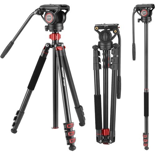 NEEWER TP72A Trpied vido  tte Fluide 72" avec Plateau  dgagement Rapide Compatible avec DJI RS Gimbal, pivotement  360 et Inclinaison de +90/-70 pour Appareil Photo Reflex