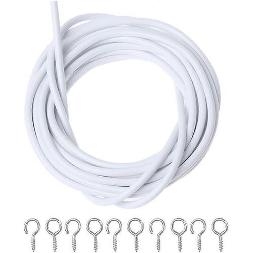 Net 4m Curtain Wire Window Cord Cable String Set With 5 Fish Eyes 5 Hooks Shower