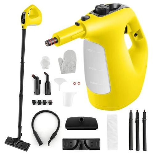 Nettoyeur Vapeur  Main Portable 1500W COSTWAY-Rservoir dEau 400ml-Pression 2 Bar-17 Accessoires-Verrou de Scurit Enfants-Jaune