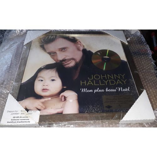 Neuf Scelle Johnny Hallyday Disque D'or 24 Carats Mon Plus Beau Noel Avec Certificat Numerote