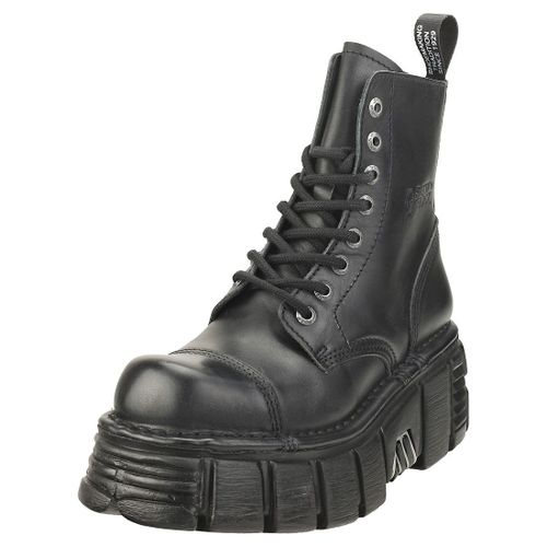Bottines Plateformes New Rock - Noir En Cuir, Unissexe - 46