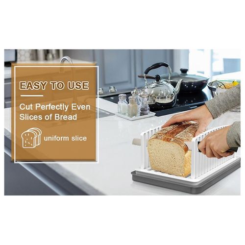 New Upgrade Bread Slicer for Homemade Bread, Bread Slicing Guide Adjustable Width, Foldable and Com