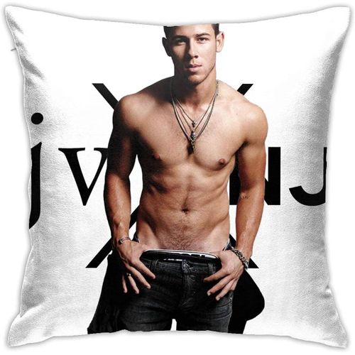 Nick Jonas Taie D'oreiller Dcorative Douce Et Confortable Avec Fermeture clair Invisible Anti-Rides, Coussins De Canap En Peluche Mignons, Housse De Sommeil Facile D'entretien, Taille Unique 50,8 X 50,8 Cm