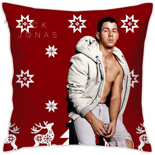 Nick Jonas Taie D'oreiller Dcorative Douce Et Confortable Avec Fermeture clair Invisible Anti-Rides, Oreillers De Canap Cool, Housse De Sommeil Facile D'entretien, Taille Unique 45,7 X 45,7 Cm