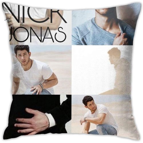 Nick Jonas Taie D'oreiller Dcorative Douce Et Confortable Avec Fermeture clair Invisible Anti-Rides, Oreillers De Canap Cool, Housse De Sommeil Facile D'entretien, Taille Unique 45,7 X 45,7 Cm