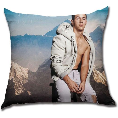 Nick Jonas Taie D'oreiller Dcorative Douce Et Confortable Avec Fermeture clair Invisible Anti-Rides Pour Canap, Facile D'entretien, Housse De Sommeil, Taille Unique 50,8 X 50,8 Cm