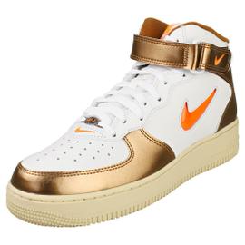 Nike Air Force 1 Mid Qs Pour Hommes Baskets En Cuir Blanc Et Or 43 Rakuten