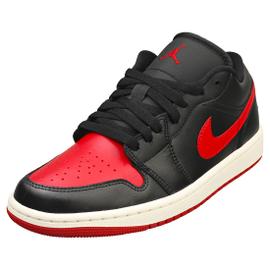 Nike Air Jordan 1 Low Femme Baskets En Cuir Noir Et Rouge 38 Rakuten