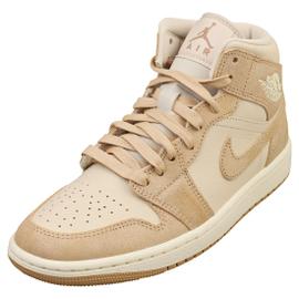 Nike Air Jordan 1 Mid Se Baskets De Cuir Marron Clair Pour Femmes 38