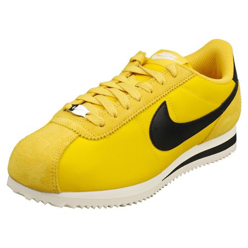 Nike Cortez Chaussures Femme - Baskets Mode Tissu Jaune Noir - 36