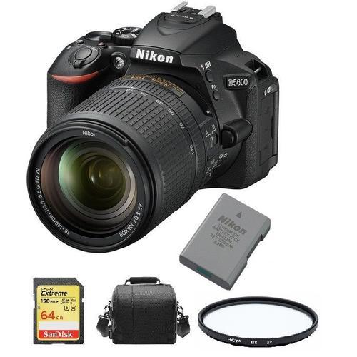 NIKON D5600 reflex 24.2 mpix KIT AF-S 18-140mm F3.5-5.6G ED VR DX + SD 64 Go + Sac + EN-EL14A Batterie + HOYA UX UV 67mm Filter