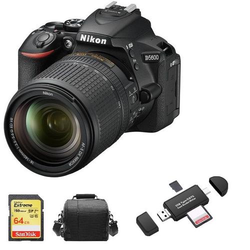 NIKON D5600 reflex 24.2 mpix KIT AF-S 18-140mm F3.5-5.6G ED VR DX + SD 64Go + Sac + Memory Card Reader