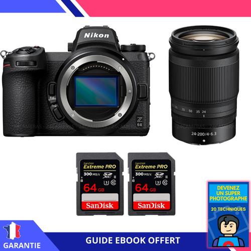 Nikon Z6 II + Z 24-200mm f/4-6.3 VR + 2 SanDisk 64GB Extreme PRO UHS-II SDXC 300 MB/s + Ebook 'Devenez Un Super Photographe'