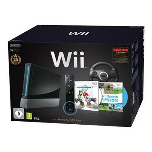 Nintendo Wii - Mario Kart Wii Pack - Console De Jeux - Noir - Wii Sports, Mario Kart Wii, Donkey Kong Original Edition - Avec Wii Balance Board