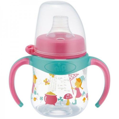 Nip Biberon Grande Ouverture Girl 150ml Avec Poigne, Silicone