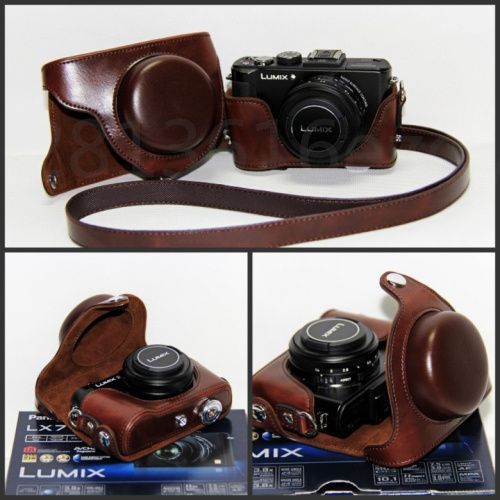 Noir - Coque en cuir PU pour appareil photo Panasonic, demi tui rigide pour appareil photo Lumix DMC LX7 LX7 LX5 LX3 LX 7 LX 5 LX 3