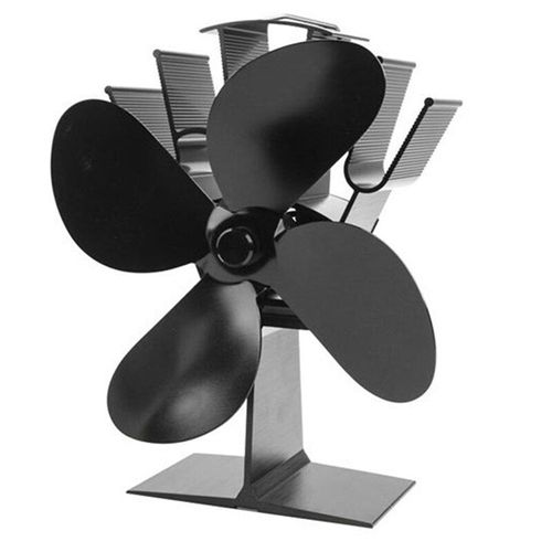 Noir - Fireplace Stove Fan Eco Friendly for Wood Log Burner Heat Powered Efficient Thermal Wind Circulate More Quickly Safe