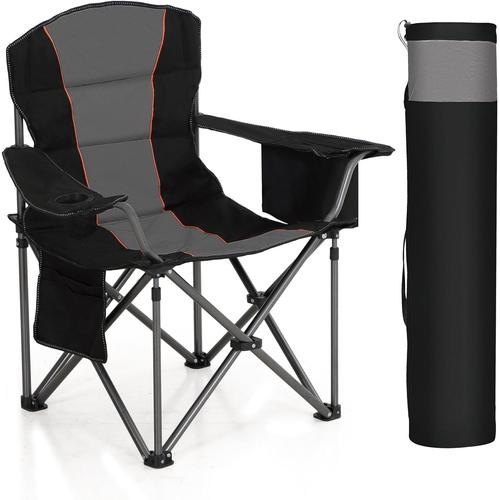 Noir Noir Chaise De Camping Pliante Portable Surdimensionne Chaise D'extrieur Pliable Chaise De Camp 200 Kg Noir