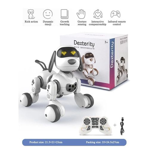 Noir - Robot lectronique intelligent RC pour animaux de compagnie, chien, geste, induction, commande vocale, musique, danse, jouet ducatif prcoce pour garon, cadeau, nouveau