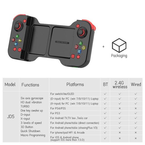 Noir - Support De Manette De Jeu Sans Fil Pour Tlphone, Manette Pour Switch, Pc, Ps4, Iphone 13, 14, Android, Pubg
