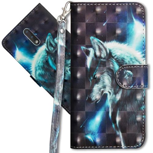 Nokia 2.3 tui  Rabat 3d Dsign Portefeuille Housse Magntique Fonction Stand Porte Carte Pu Cuir Protection Coque Pour Nokia 2.3. Yx 3d Wolf