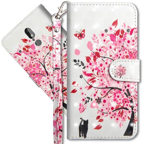 Nokia 3.2 tui  Rabat 3d Dsign Portefeuille Housse Magntique Fonction Stand Porte Carte Pu Cuir Protection Coque Pour Nokia 3.2. Yx 3d - Tree Cat
