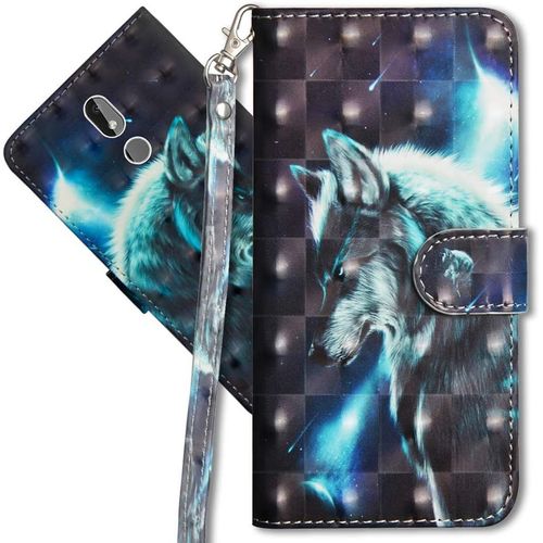 Nokia 3.2 tui  Rabat 3d Dsign Portefeuille Housse Magntique Fonction Stand Porte Carte Pu Cuir Protection Coque Pour Nokia 3.2. Yx 3d - Wolf