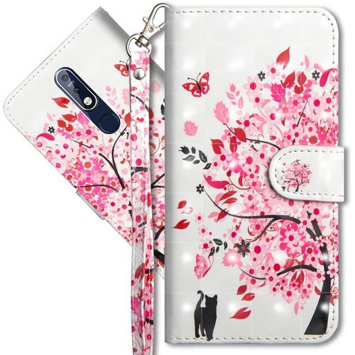Nokia 7.1 tui  Rabat 3d Dsign Portefeuille Housse Magntique Fonction Stand Porte Carte Pu Cuir Protection Coque Pour Nokia 7.1 2018. Yx 3d - Tree Cat