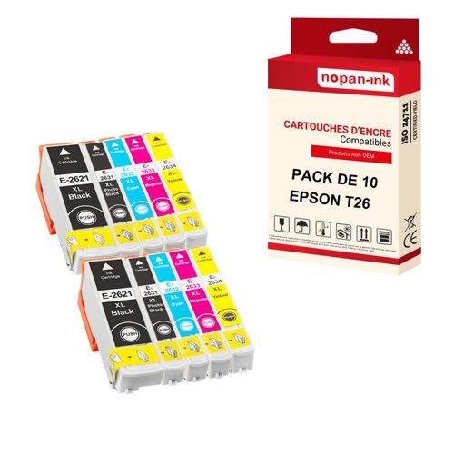 Nopan-Ink - X10 Cartouches Compatible Pour Epson T2621 Xl + 32 + 33 + 34 Xl + 31 Xl (Ours) Compatibles Epson Epson Expression Premium Xp-510 Xp-520 X