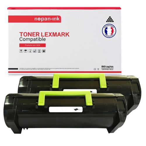 Nopan-Ink - X2 Toners - 502xe 602he (Noir) - Compatible Pour Lexmark Ms610 Mx610de Mx611dfe Mx611dte Ms410d Ms410dn Ms415dn Ms510dn Ms610de Ms610dn Ms610dte Mx310dn Mx410de Mx510de Mx511de Mx511dhe M