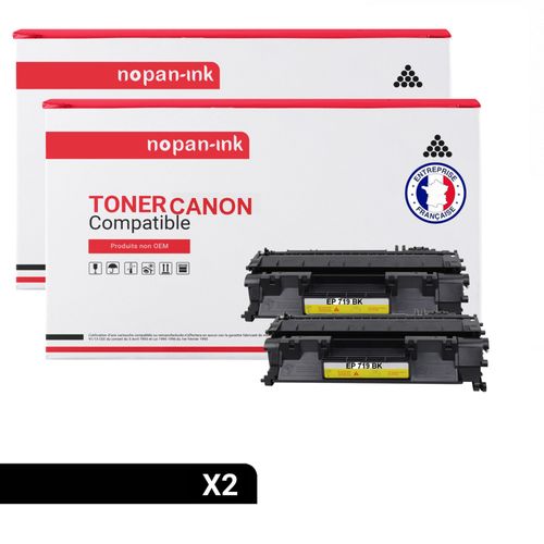Nopan-Ink - X2 Toners - Ep719 (Ce505x) (Noir) - Compatible Pour Canon I-Sensys Lbp-251 Dw Lbp-252 Dw Lbp-6300 Dn Lbp-6310 Dn Lbp-6650 Dn Lbp-6670 Dn Lbp-6680 X Mf 410 Mf 410 Series Mf 411 Dw Mf 416 D
