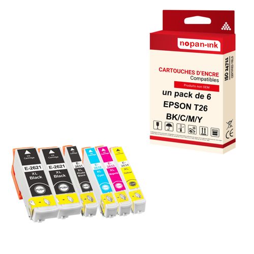 Nopan-Ink - X6 Cartouches Compatibles Pour Epson T2621 Xl (X2) + 32 + 33 + 34 Xl + 31 Xl (Ours) Compatibles Epson Epson Expression Premium Xp-510 Xp-