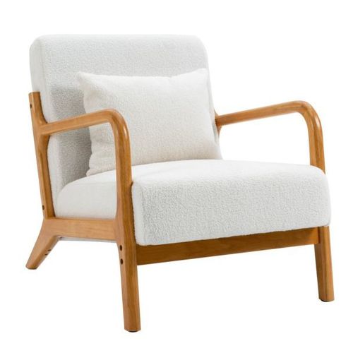 Nordlys - Fauteuil De Salon Scandinave Avec Structure Bois Et Tissu Hevea Blanc