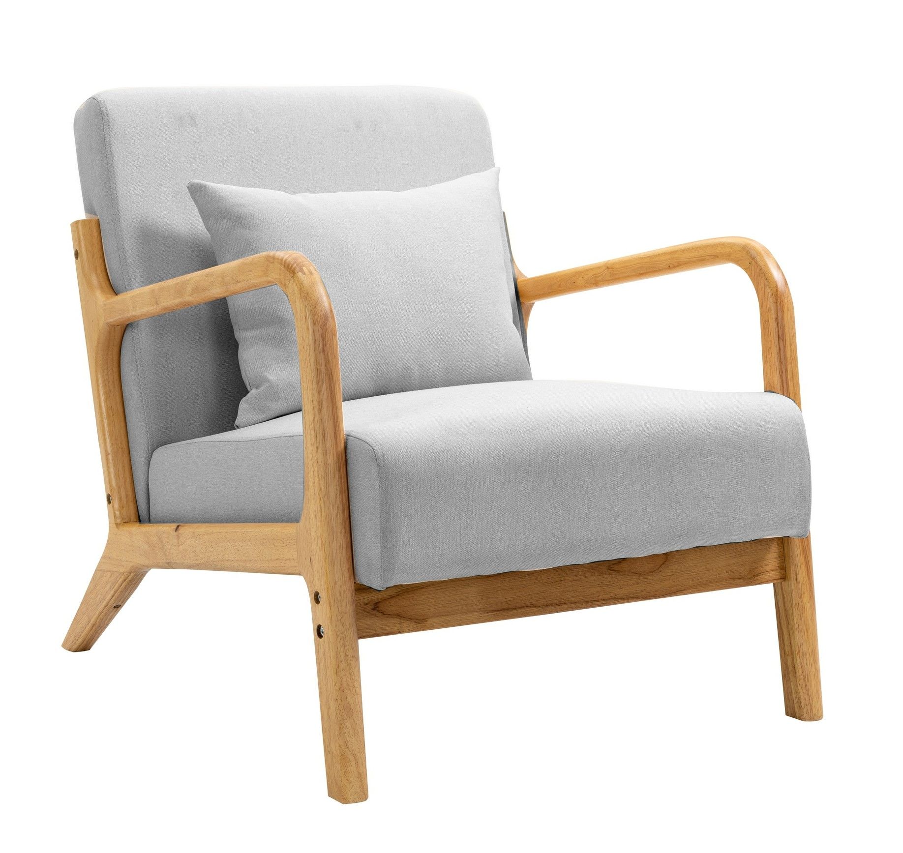 Nordlys - Fauteuil De Salon Scandinave Avec Structure Bois Et Tissu Hevea Gris