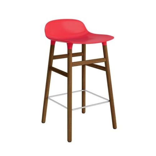 Normann Copenhagen - Chaise De Bar Form Avec Structure En Bois - Normanncopenhagenformbrightred - Noyer - 65 Cm - Rouge
