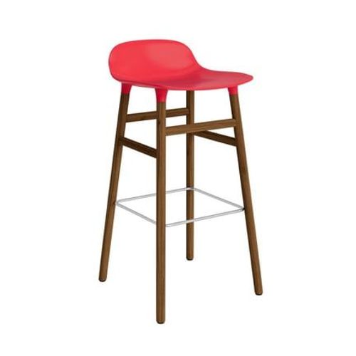 Normann Copenhagen - Chaise De Bar Form Avec Structure En Bois - Normanncopenhagenformbrightred - Noyer - 75 Cm - Rouge